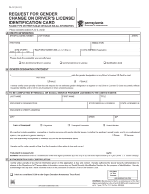 Pennsylvania Driver's License Gender Change Request