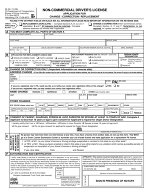 Pennsylvania Non-Commercial Driver's License Application