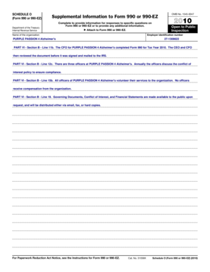 Schedule O Form 990 or 990-EZ