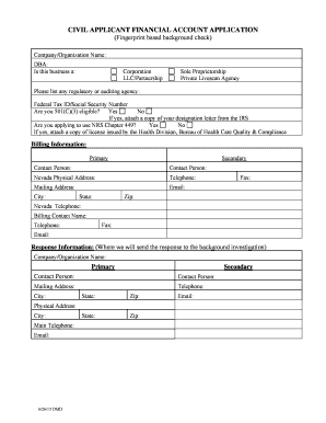 Nevada Civil Applicant Account Application