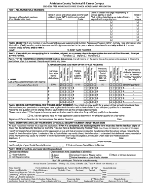 Free and Reduced Price School Meals Application