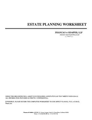 Estate Planning Worksheet