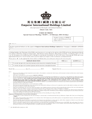 Proxy Form for Special General Meeting