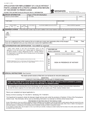 Pennsylvania Driver License Photo Replacement Application