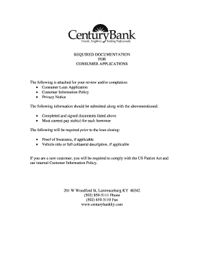 Consumer Loan Application Form