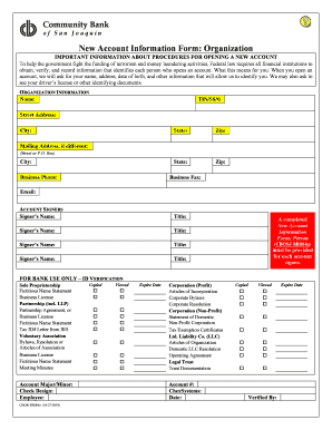 Community Bank New Account Forms