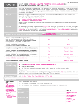 Madison Square Federal Savings Bank Privacy Notice