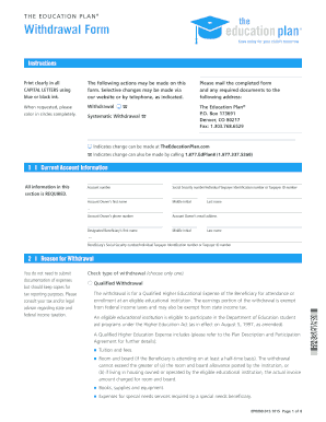 The Education Plan Withdrawal Form