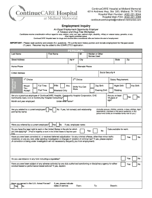 ContinueCARE Hospital Employment Application