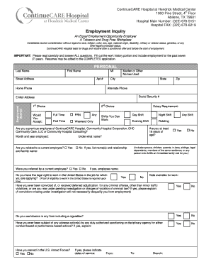 ContinueCARE Hospital Employment Application