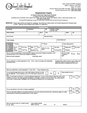 ContinueCARE Hospital Employment Application