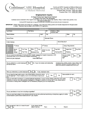ContinueCARE Hospital Employment Application