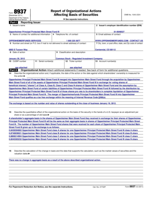Form 8937 Report of Organizational Actions