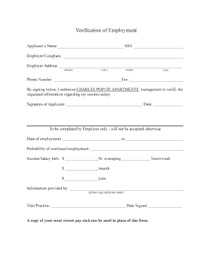Verification of Employment Form