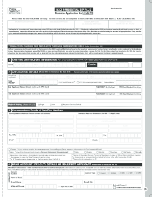 ICICI Prudential SIP Plus Application Form