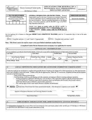 Minnesota Educator License Renewal Form