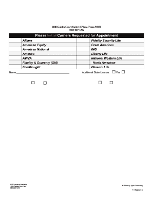 Authorization Agreement for Request of Carrier Appointment