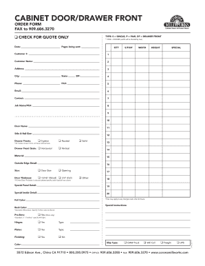 Cabinet Door/Drawer Front Order Form