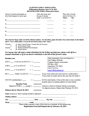 Registration form 2012 - clopton family association