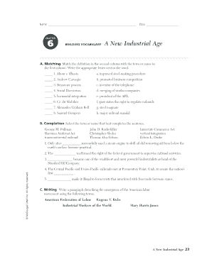 A New Industrial Age 23 A. Matching Match the definition in the ...