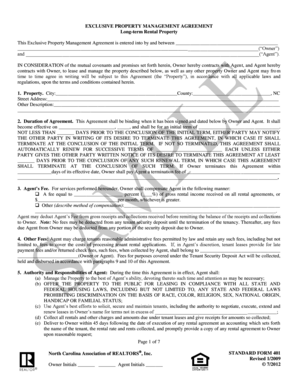 Exclusive Property Management Agreement