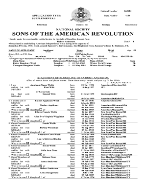 Sons of the American Revolution Membership Application