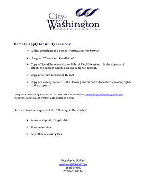 Washington Utility Service Application