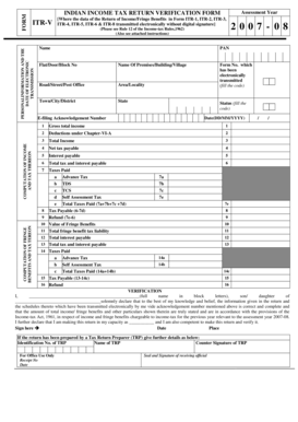 Indian Income Tax Return Verification Form
