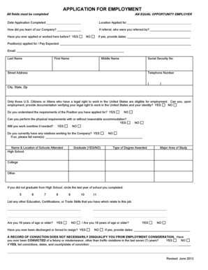 Employment Application Form