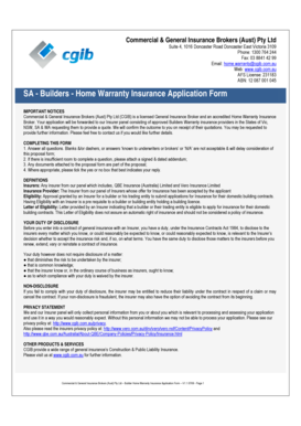 Builder Home Warranty Insurance Application Form