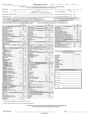 Anderson University Major Declaration Form