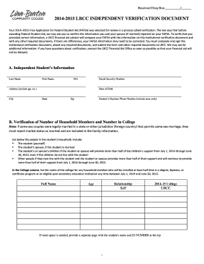 2014-2015 LBCC Independent Verification Document
