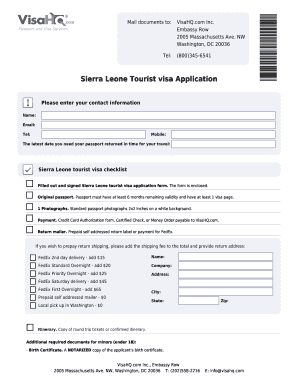 Sierra Leone Tourist Visa Application