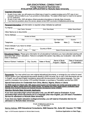 SDR Evaluation Application for Nicholls State University