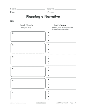 Narrative Writing Planning Worksheet