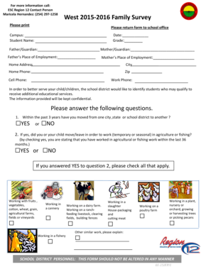 West 2015-2016 Family Survey