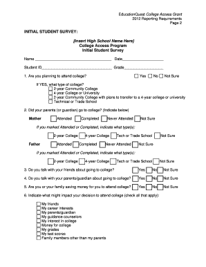 College Access Grant Reporting Forms