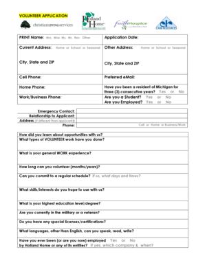 Volunteer Application Form