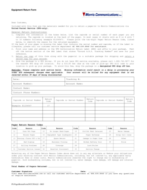 Equipment Return Form