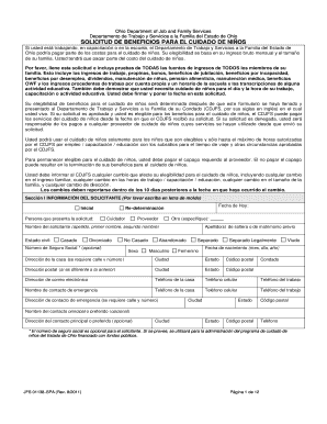 Solicitud de Beneficios para el Cuidado de Niños