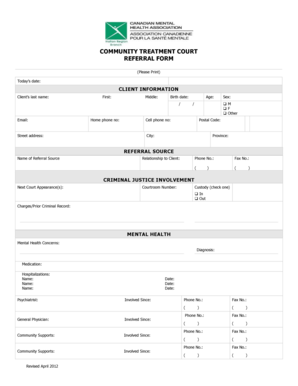 Community Treatment Court Referral Form