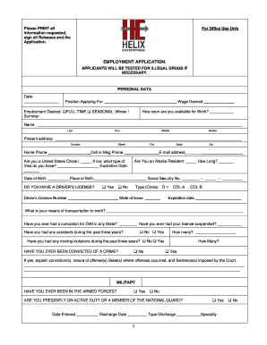 Employment Application Form