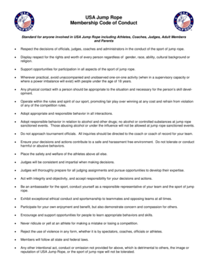 USA Jump Rope Membership Code of Conduct