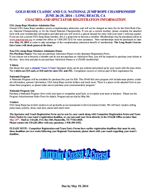 USA Jump Rope Championship Registration Form