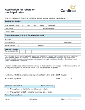 Application for Municipal Rates Rebate
