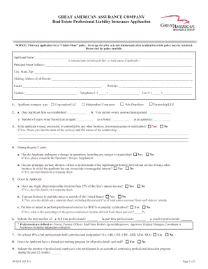 Real Estate Professional Liability Insurance Application
