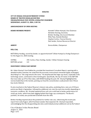 City of Omaha Civilian Retirement System Board Meeting Minutes