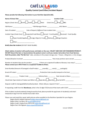 Quality Control Incident Report