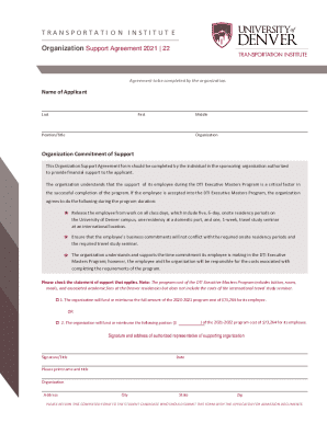 Organization Support Agreement 2021 | 22