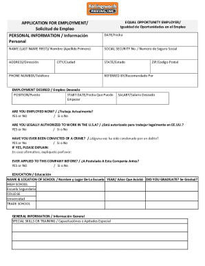 Application for employment solicitud de empleo...